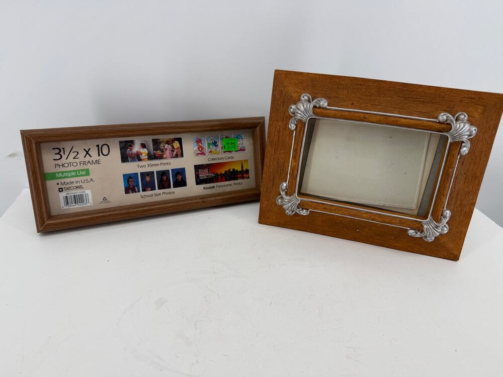 Wood Picture Frame Lot 3.5x10 Panoramic 4x6 Silver Accent Tabletop Decor